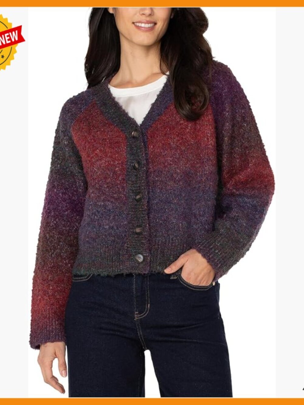 Petite Long Sleeve Raglan Button Front Cardigan Sweater